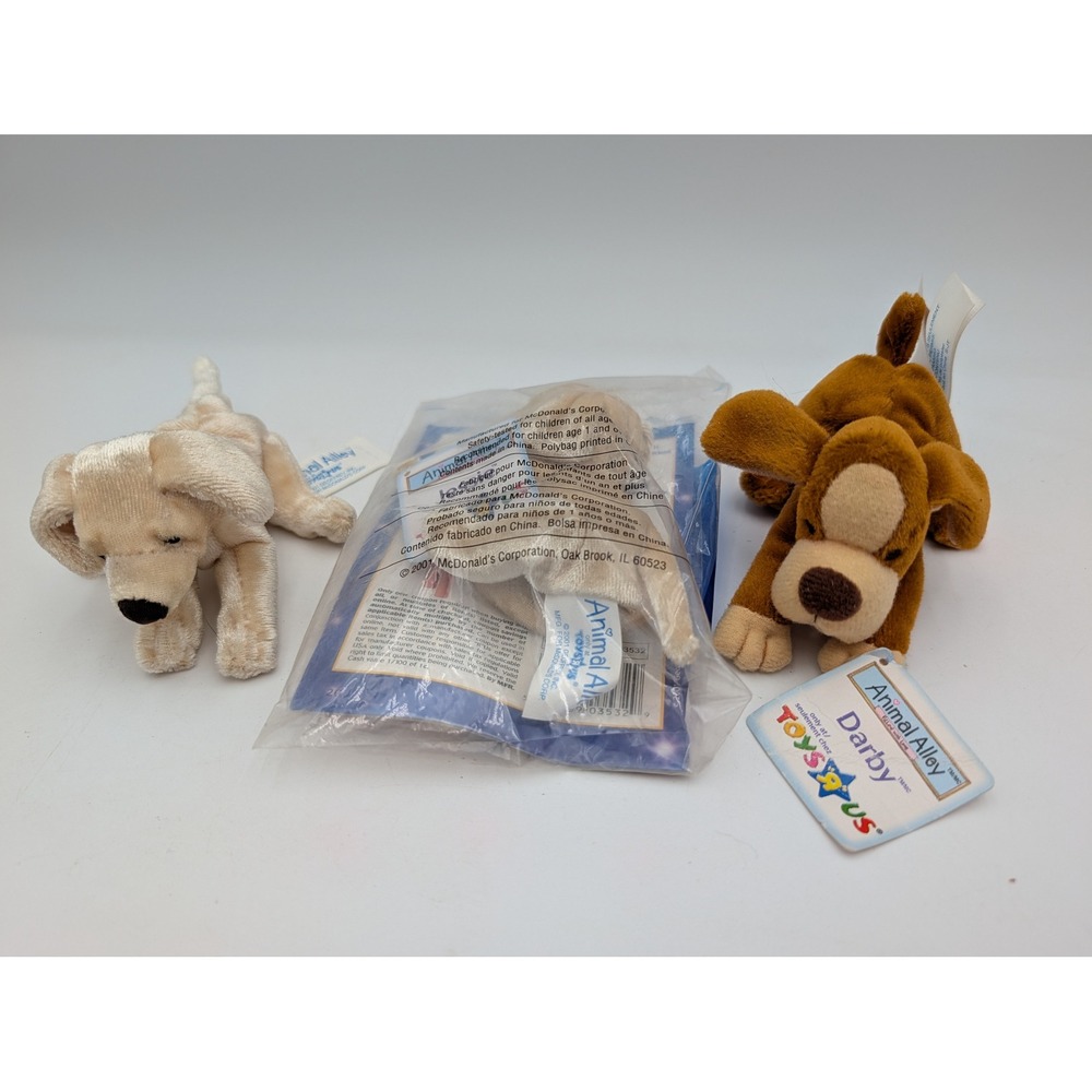 Animal Alley McDonalds Toys R Us Dog Plush Lot Brown Tan Jessie Darby 2001